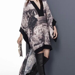 BCBGMAXAZRIA BECKA KAFTAN DRESS - Sepia combo size M/L